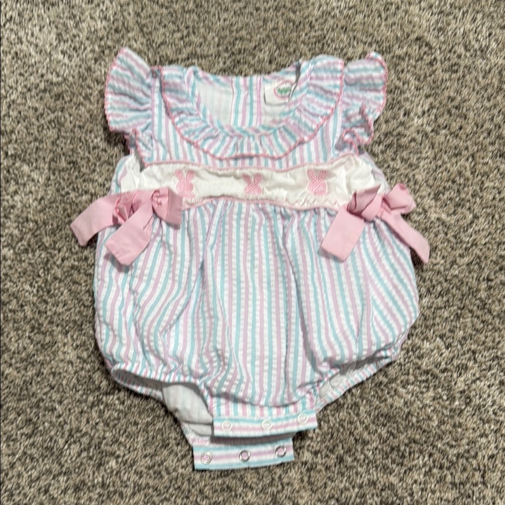 Pink and Blue Striped Diaper Cover One Piece